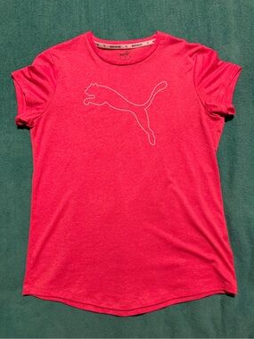 Puma Logo Short Sleeve Tee in Pink